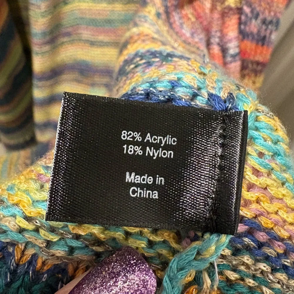 Lane Bryant 26/28 Colorful Knit Cardigan - Short Sleeved - Picture 4 of 5